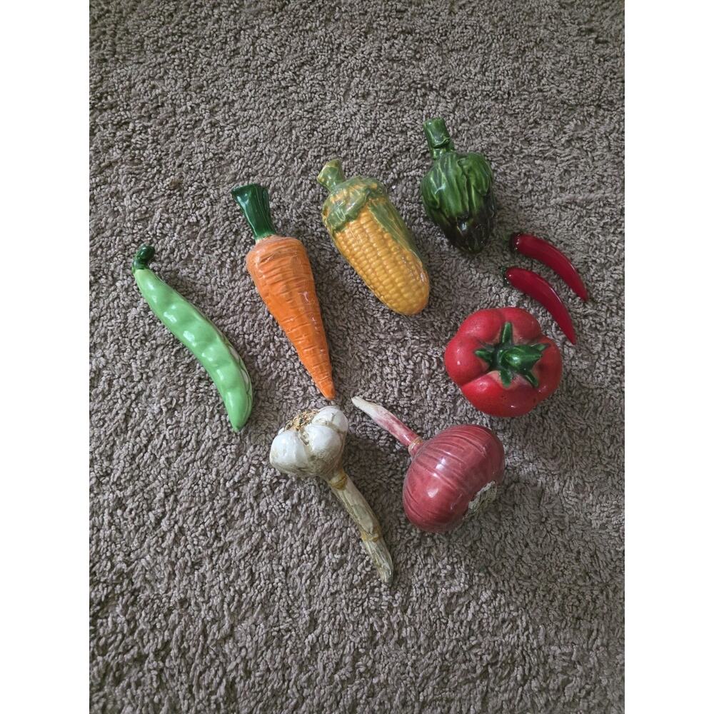 Vintage Hand Blown Vegetables Garlic Pepper Onion MURANO Life Size Glass 6"